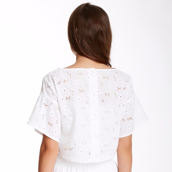 BB Dakota Chevelle White Eyelette Top S - Picture 2 of 3